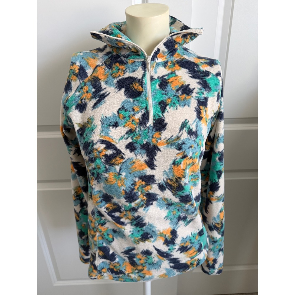 Columbia Glacial IV Fleece Quarter Zip Pullover Teal Orange Floral XK1447 Small